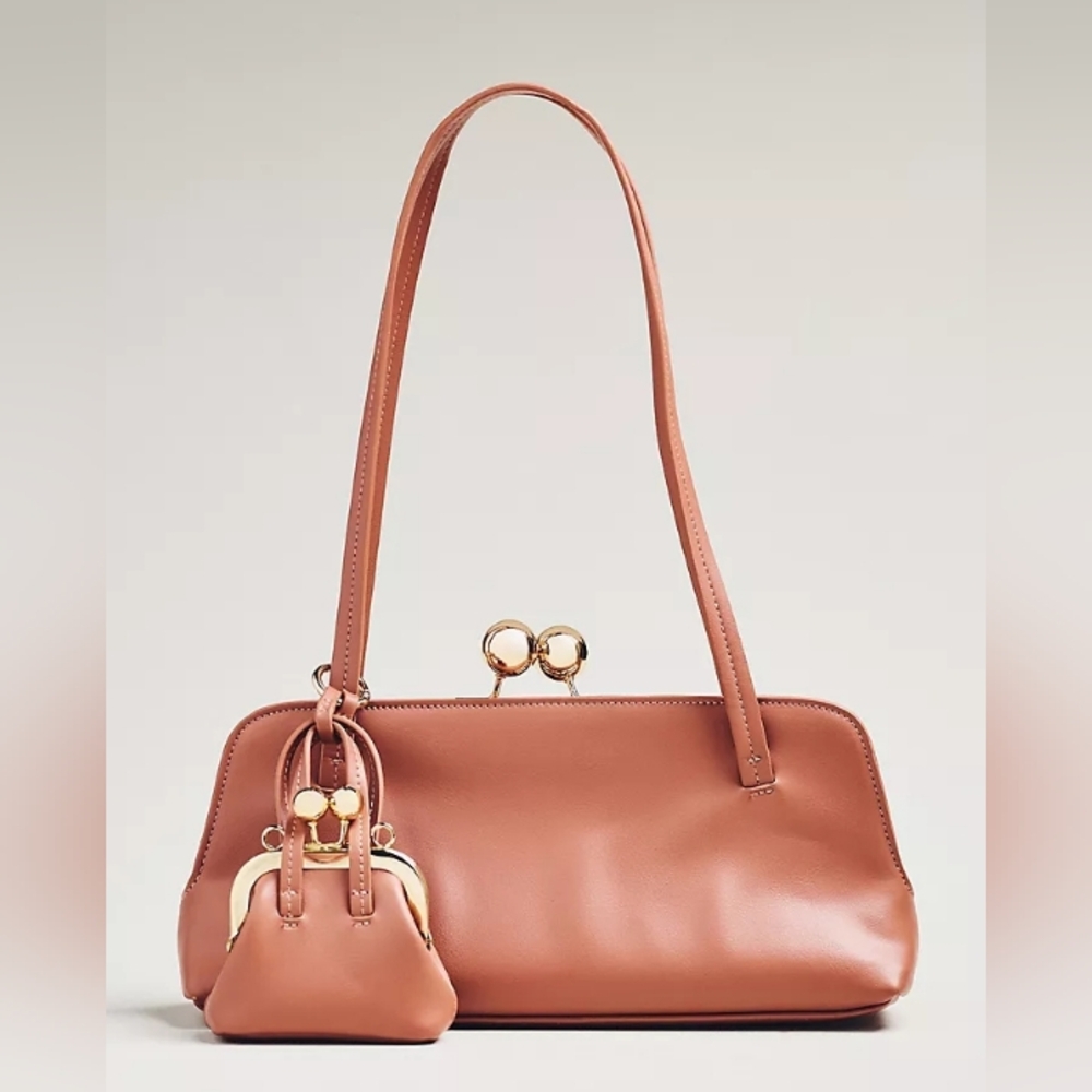 NWT Anthro Faux Leather East-West Bag